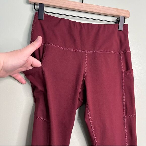 Fengbay Women’s Leggings With Pockets in Maroon Size Medium‎ - Picture 4 of 6